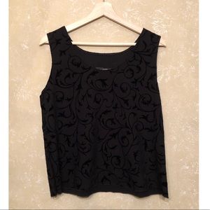 Black tank top with velvet designs
